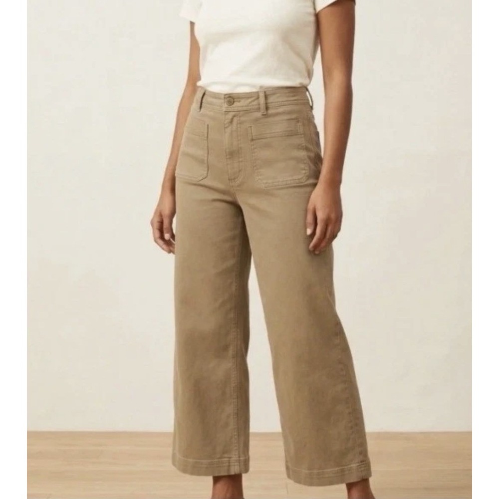Everlane Wide Leg Crop Patch Pocket Pants High Rise Ochre Brown Women's Size 14